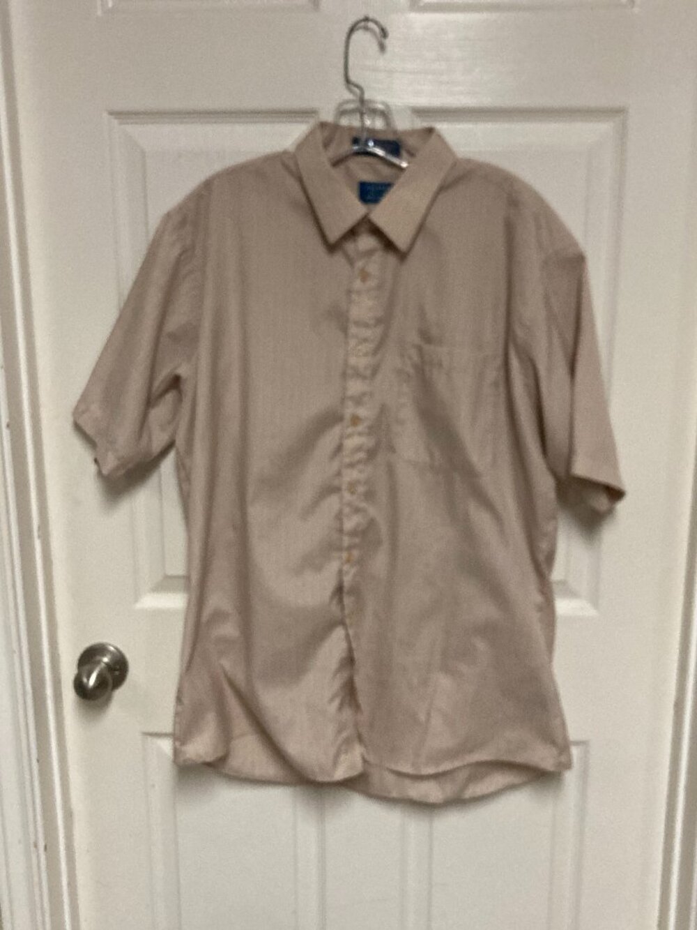 Pacewear EST. 1983 mens dress shirt wrinkle resistant brown w/white stripes sz17